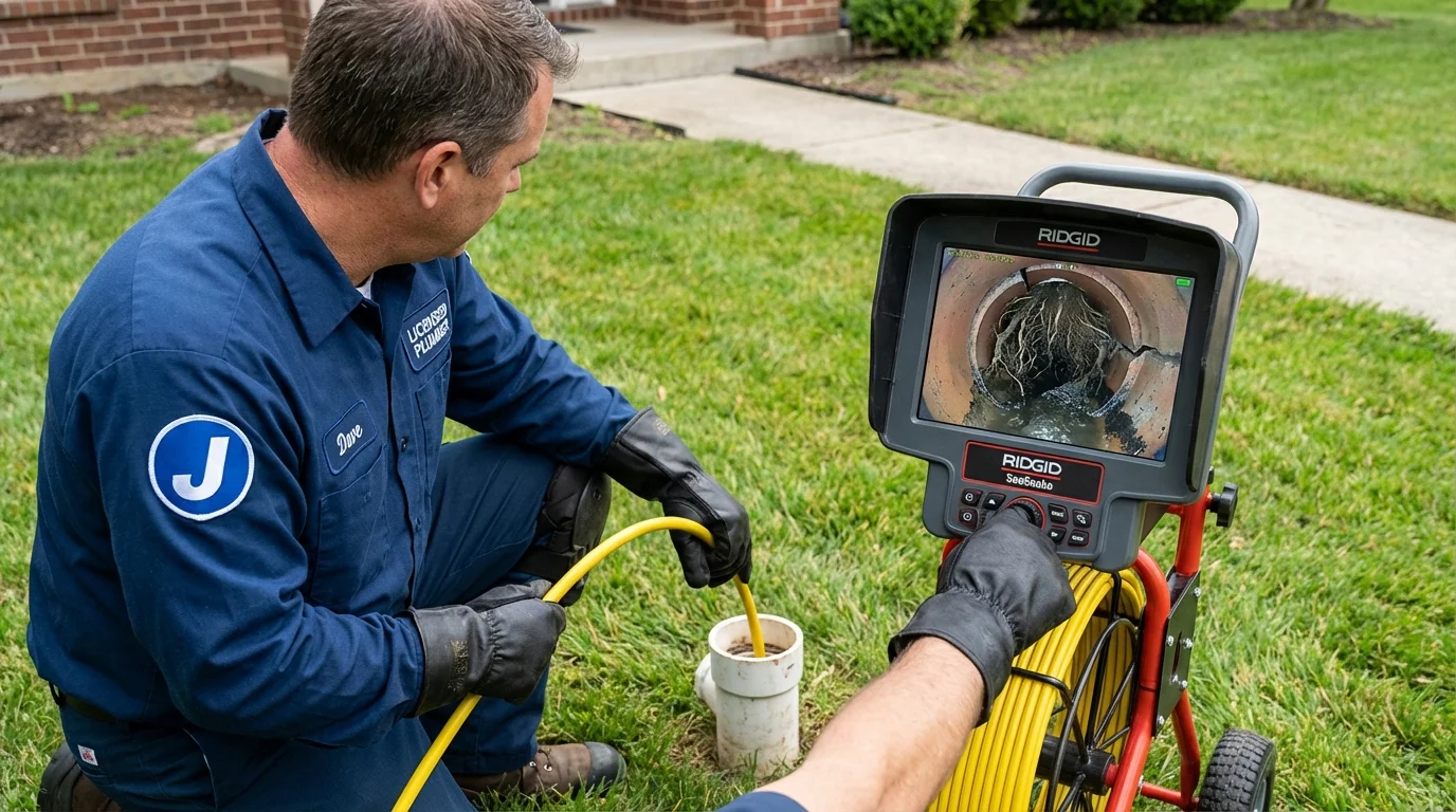 Sewer camera inspection being performed by Johns Plumbing LLC in Bellflower