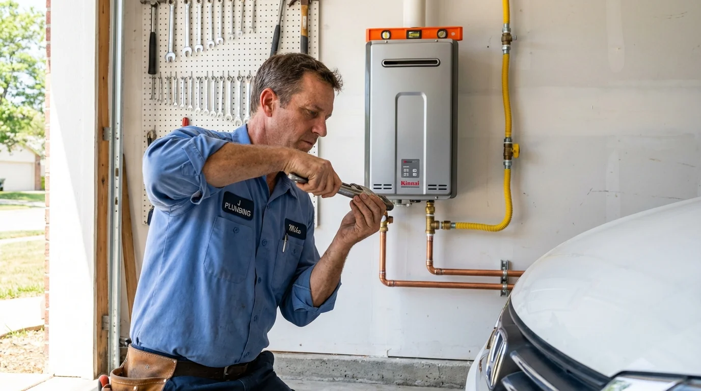 Tankless water heater installation by a Johns Plumbing LLC plumber in Bellflower